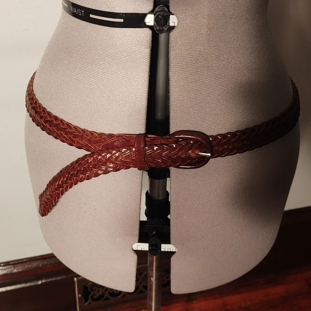 Oil Tan Cowhide Braided Belt Sz 38